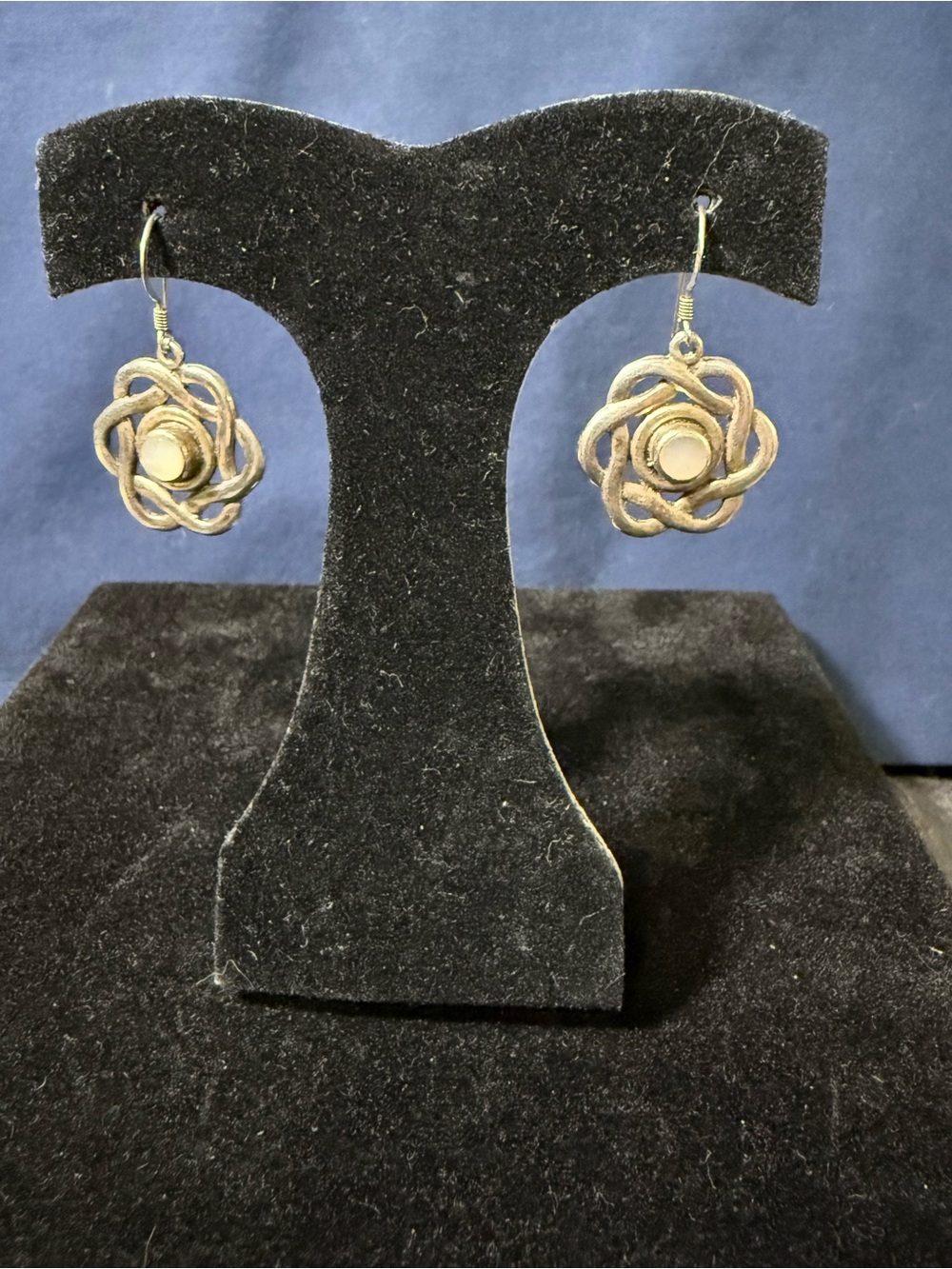 VTG Sterling Silver Moonstone Celtic Knot Earrings